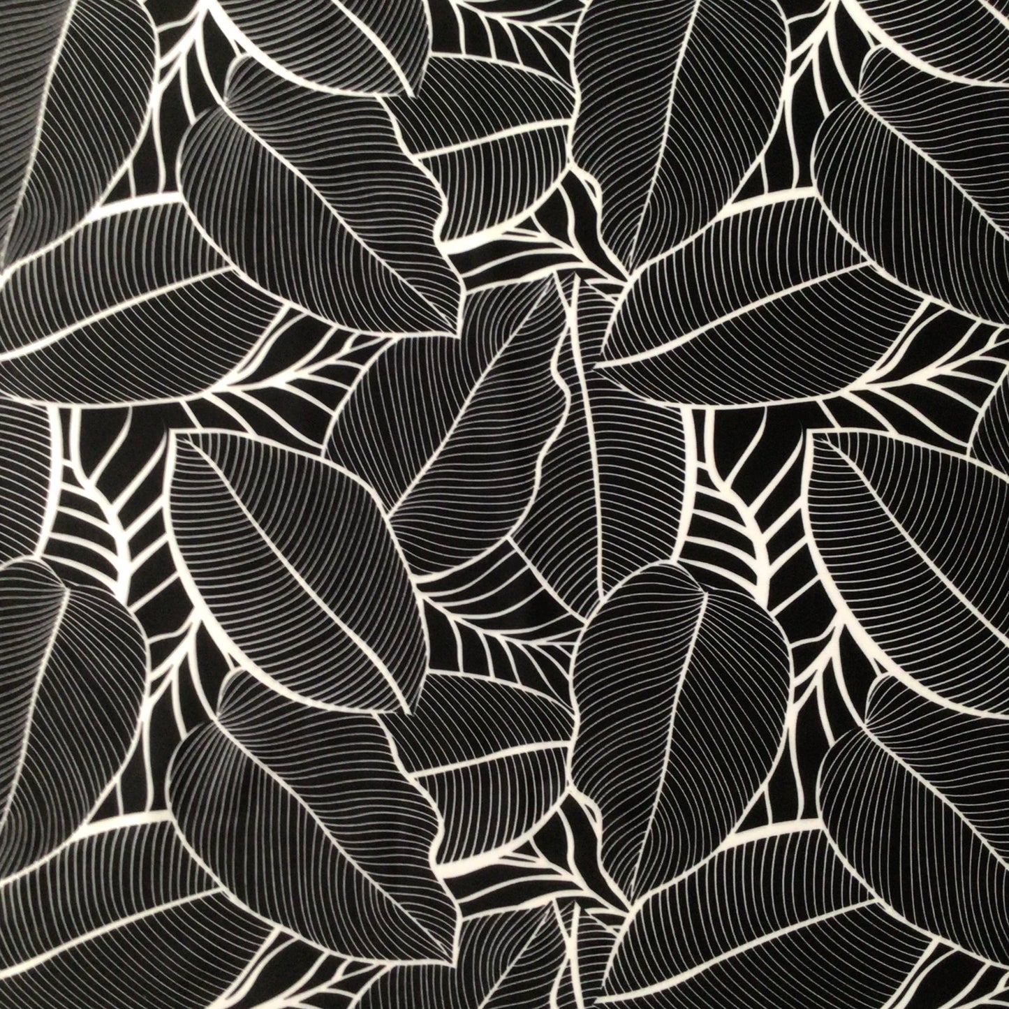 black leaves with white borders fabric square