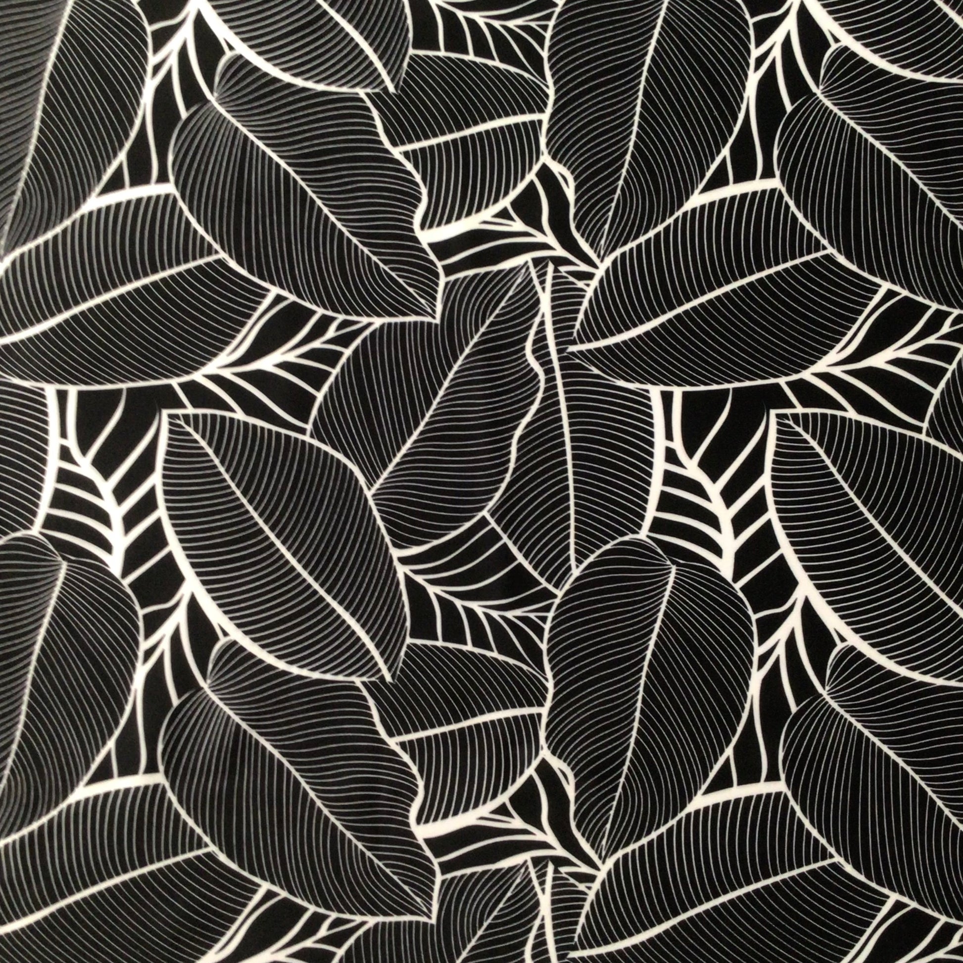 black leaves with white borders fabric square